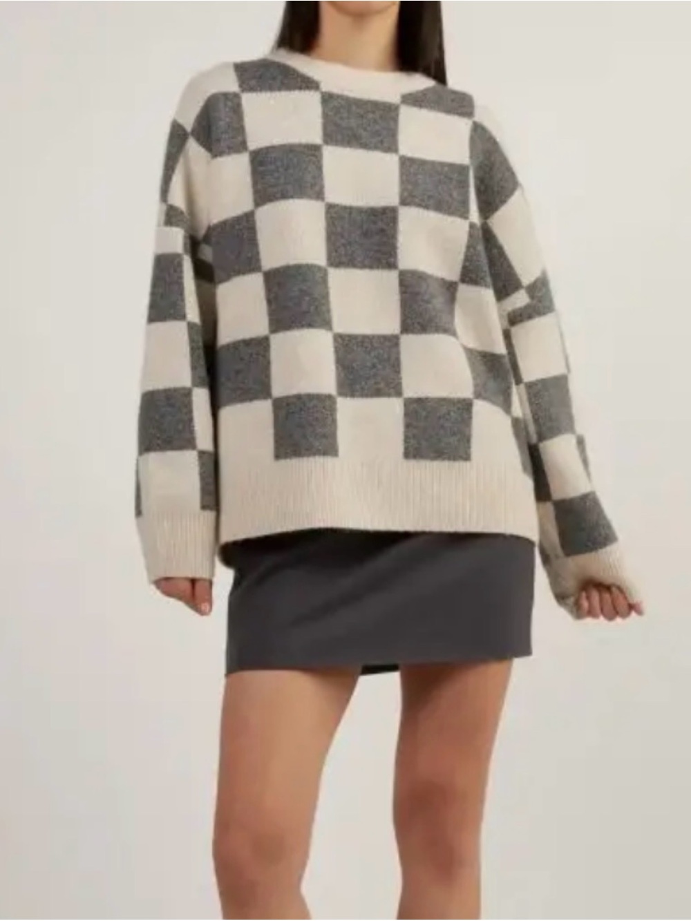 OAK + FORT Checkered Knit Sweater